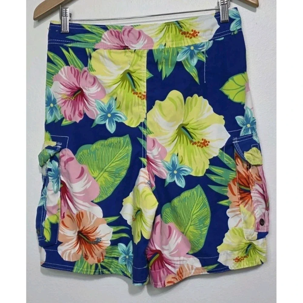 Hollister Board‎ Shorts Swim Trunks XS Hawaiian Hibiscus Beach Pool Surf Y2K EUC